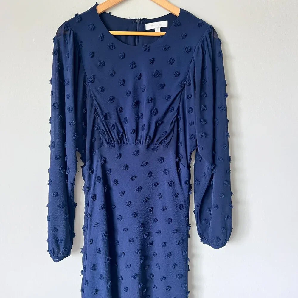 Anthropologie Eri + Ali Michaela Textured Dot Dress Size 8 - Picture 3 of 13